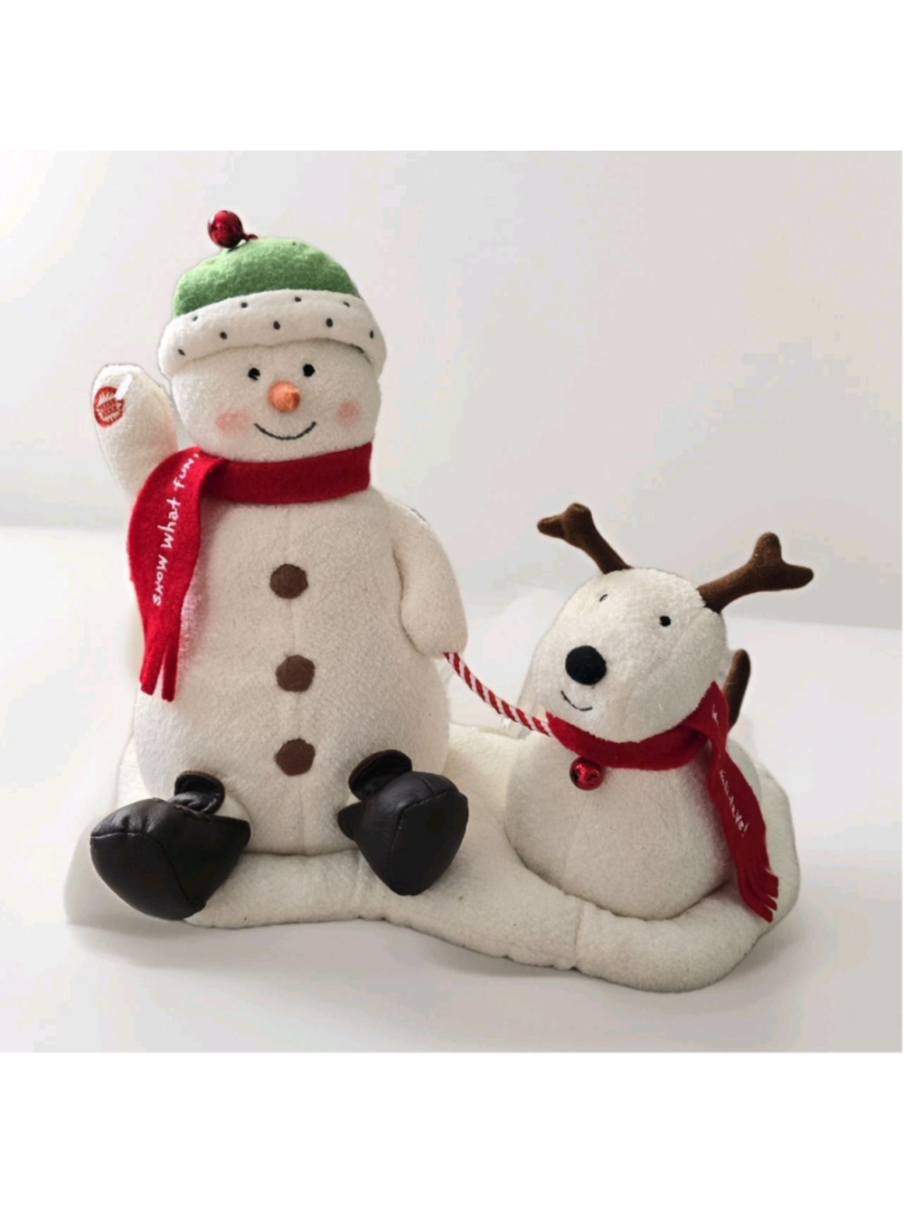 Hallmark 2004 "Snow What Fun" Jingle Pals Plush Animated Snowman & Puppy NICE!